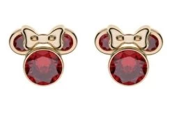 Disney Kinder-Ohrringe Geburtsstein Januar Rot 375 Gold Ohrstecker