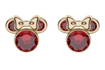 Disney Kinder-Ohrringe Geburtsstein Januar Rot 375 Gold Ohrstecker