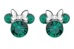 Disney Kinder-Ohrringe Geburtsstein Mai Grün 925 Silber Ohrstecker