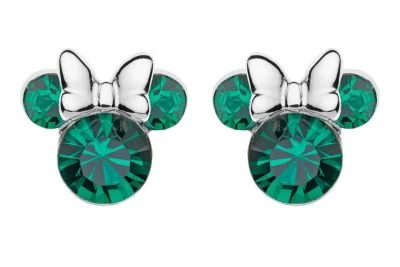 Disney Kinder-Ohrringe Geburtsstein Mai Grün 925 Silber Ohrstecker 3 Disney Kinder-Ohrringe Geburtsstein Mai Grün 925 Silber Ohrstecker