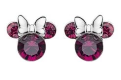 Disney Kinder-Ohrringe Geburtsstein Februar Lila 925 Silber Ohrstecker