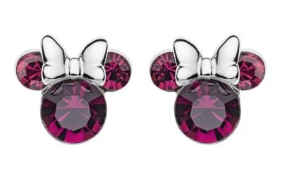 Disney Kinder-Ohrringe Geburtsstein Februar Lila 925 Silber Ohrstecker