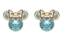 Disney Kinder-Ohrringe Geburtsstein Dezember Blau 375 Gold Ohrstecker