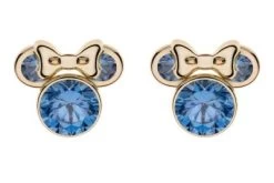 Disney Kinder-Ohrringe Geburtsstein September Blau 375 Gold Ohrstecker